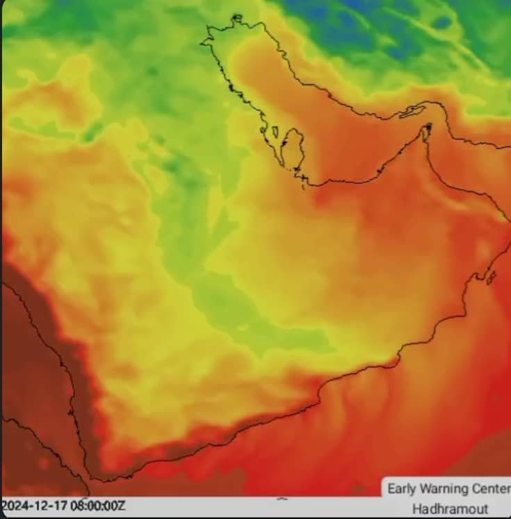 مركز الإنذار المبكر بحضرموت ينبه من إمتداد كتلة هوائية باردة الاثنين المقبل على وادي وصحراء حضرموت