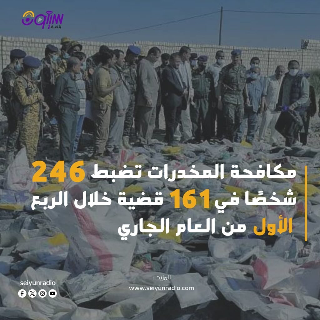 مكافحة المخدرات تضبط 246 شخصًا في 161 قضية خلال الربع الأول من العام الجاري